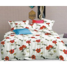 Lenjerie de pat pentru o persoana cu husa de perna dreptunghiulara, Riya, bumbac mercerizat, multicolor
