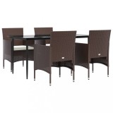 Set de servit masa pentru gradina, 5 piese, maro si negru