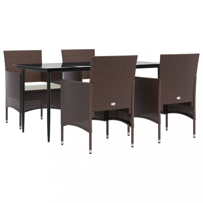 Set de servit masa pentru gradina, 5 piese, maro si negru