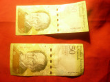 Set 2 bancnote 50 bolivari 2012 Venezuela , cal. F.Buna , semnaturi diferite