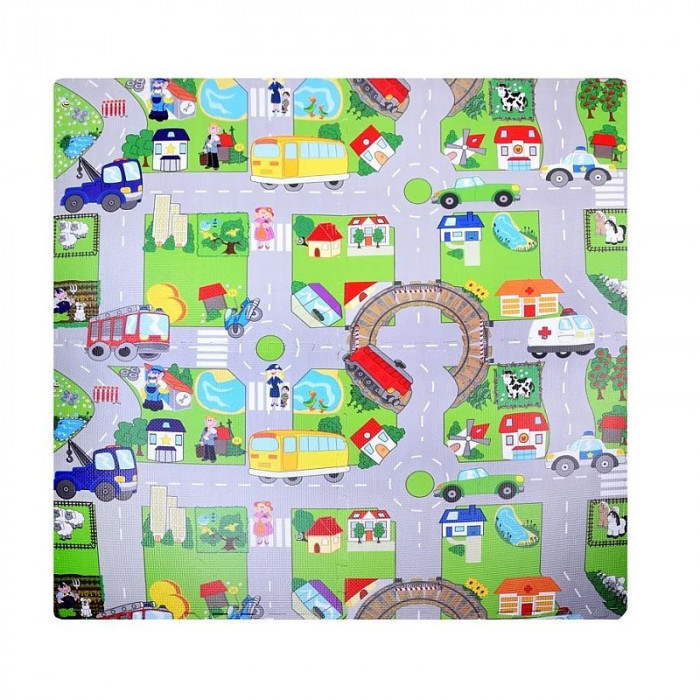 Covor tip puzzle cu masinute, 60x60 cm, 4 piese spuma EVA, grosime 1 cm