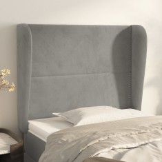 vidaXL Tăblie de pat cu aripioare gri deschis 83x23x118/128 cm catifea 3117846
