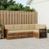 vidaXL Set canapea sectională exterior lemn masiv acacia natural modular cu perne rezistent intemperii gradina