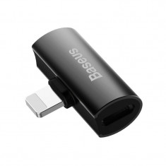 Adaptor Audio Baseus L46 Lightning la 2x Lightning (negru) foto