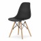 Scaun Acerenza, Stil Scandinav cu Picioare din Lemn de Fag, Cadru Metalic, Sezut PP, Maxim 120 Kg, 46 x 54 x 82 cm, Negru