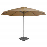 Umbrela gradina Gossi, 2.4m, diametru 3m, taupe, baza portabila inclusa, aluminiu/otel