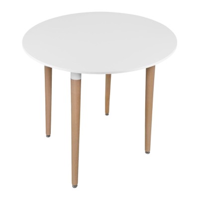 Masa stil scandinav, Artool, Kami, rotunda, MDF si lemn, alb, 80x74 cm foto