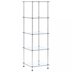 Raft cu 5 niveluri transparent, 40x40x130 cm, sticla securizata GartenMobel Dekor foto