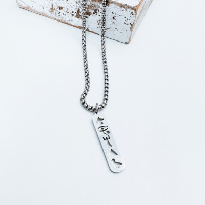 Colier pentru barbati din otel inoxidabil cu pandantiv simboluri egiptene foto