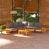 VidaXL Set mobilier grădină cu perne gri &icirc;nchis, 4 piese, lemn acacia