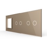 Panou Priza Simpla + 2 Intrerupatoare Duble cu Touch LIVOLO din Sticla