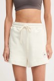 adidas by Stella McCartney pantaloni scurți de antrenament culoarea bej, uni, high waist, JX6786