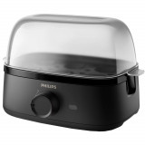 Aparat de gatit oua Philips Seria 3000 HD9137/90, 400 W, Accesoriu oua posate, Capacitate 6 oua fierte, Negru