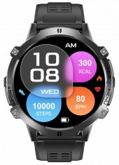 Smartwatch iSEN X3, Silicon negru, AMOLED 1.73 , Ritm cardiac, SpO2, Stres, 100+ moduri sport, Bluetooth, 1000 mAh, Android 9.0 sau iOS 9.0 sau versiu