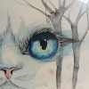 Tablou Art Deco fantezist, acuarela, pisica, vintage, Animale, Abstract