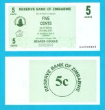 Zimbabwe (p#34) 5 Cents 2006 UNC 'Banca de rezervă' serie: AA09294xx; (ROG CITITI DETALIILE!)