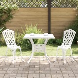 vidaXL Set bistro de grădină, 3 piese, alb, aluminiu turnat