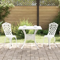 vidaXL Set bistro de gradina, 3 piese, alb, aluminiu turnat foto