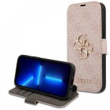 Guess Husa Book PU 4G Metal Logo iPhone 15 Pro Roz
