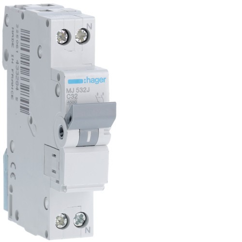 Siguranta automata 40A 1P+N Curba C 4.5Ka Hager MJ540J