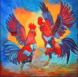 Tablou pictat manual pe p&acirc;nză 40x40cm RIVALII