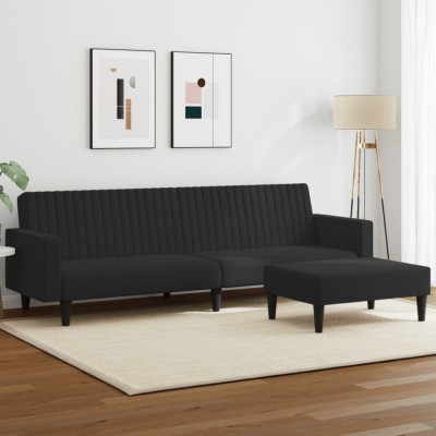 vidaXL Set canapea 2 piese, negru, catifea 3216283 foto