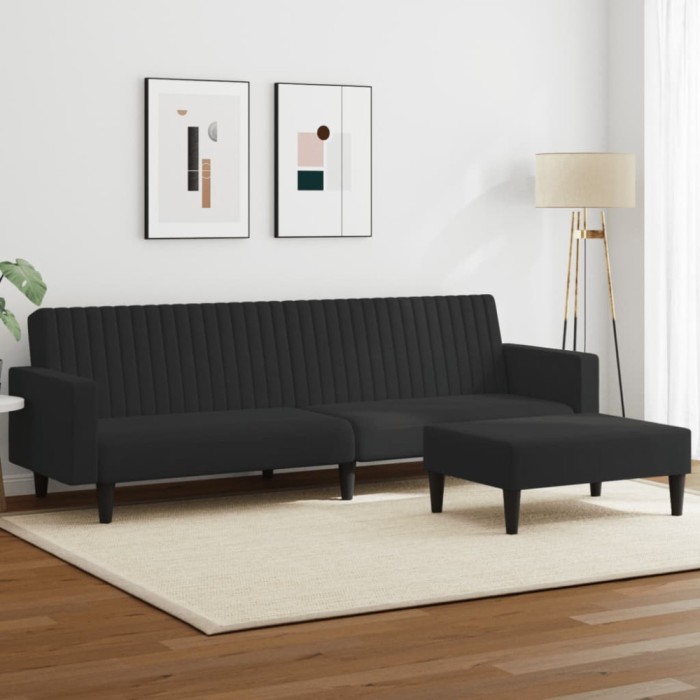 vidaXL Set canapea 2 piese, negru, catifea 3216283