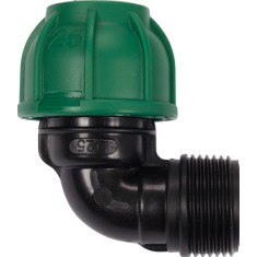 FLO Conector pentru tevi PP, 90 grade, dimensiune 25 mm x 1&amp;quot;, presiune 10 BAR