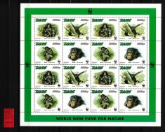 Congo / Zair, 1997 | Bonobo - Primate - Animale - WWF | Coală M/S - MNH | aph foto