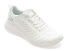 Pantofi sport SKECHERS albi, BOBS SQUAD CHAOS, din material textil