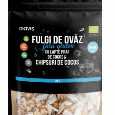 Fulgi de Ovaz Fini Fara Gluten cu Pudra de Cocos si Chipsuri de Cocos Bio 200 grame Niavis