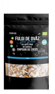 Fulgi de Ovaz Fini Fara Gluten cu Pudra de Cocos si Chipsuri de Cocos Bio 200 grame Niavis foto