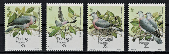PORTUGALIA MADEIRA 1991 - Pasari protejate, porumbei/serie completa MNH
