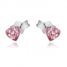 Cercei argint 925 - inimă roz cu zircon