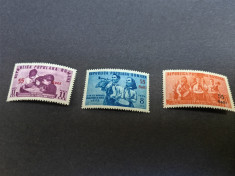 Serie timbre Romania, Pionieri, supratipar 1952, 3 valori, MNH, foto