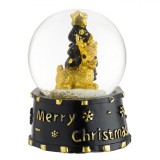 Glob Decorativ Crăciun, Cerb Auriu, Suport Merry Christmas, Negru, Sticlă, 4.5x6 cm