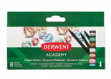 Carioci Derwent Academy, Varf Ascutit, 8 Buc/set, Culori Metalizate