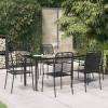 Set de masa gradina, 7 piese, franghie neagra din bumbac &amp; otel GartenMobel Dekor, vidaXL