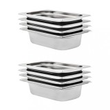 VidaXL Recipiente Gastronorm 8 buc. GN 1/4 65 mm oțel inoxidabil 50901