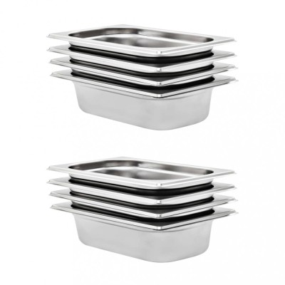 vidaXL Recipiente Gastronorm 8 buc. GN 1/4 65 mm oțel inoxidabil 50901 foto