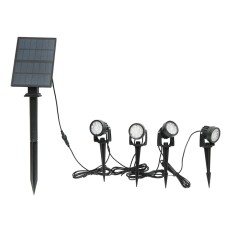 Set 4 lampi gradina solare Breckner Germany, panou 2.5W/6V, baterie 3.7V/1.8Ah, 6000K, 10 LED 0.2W, cablu 2 m intre lampi, ABS + aliaj, IP65