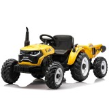 Cumpara ieftin Tractoras electric pentru copii, Kinderauto 1804, 90W, 12V 10Ah, cu remorca basculabila, galben