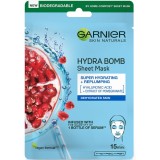 Masca servetel Garnier Moisture + Aqua Bomb cu rodie, 32 g