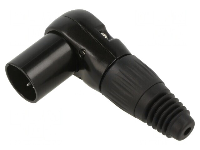 Mufă XLR Tată 5-Pin Unghi 90&deg; Neagră