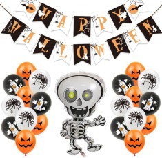 Set decoratiuni pentru petrecerea de Halloween JAHEMU, folie/latex, multicolor, 22 piese