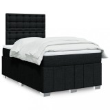 VidaXL Pat box spring cu saltea, negru, 120x200 cm, textil 3291651