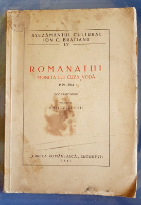 E12B-I-Carte rara 1941-Romanatul-Moneta CUZA VODA 1859-1864 DOCUMENTE Inedite. foto