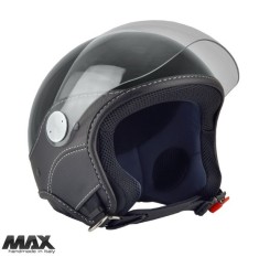 Casca open face pentru scuter - motocicleta (demi-jet) Max Helmets model DJ06 LS Vision (V2B) culoare: negru lucios (002) &ndash; 100% MADE IN ITALY XS (53/