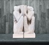 Set 2 Sculpturi Piatra Alba Praying Couple M, Statuete Decorative Casa, Figurine Religioase, 20x10x31 cm