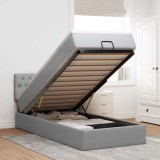 VidaXL Cadru de pat otoman cu saltea țesătură gri deschis 90x190cm 3312353